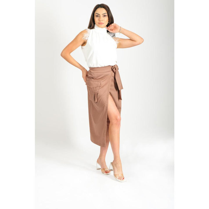 Londonella Women's Classic Long Wrap Skirt with Straped waistband - Brown - 100203 - Zrafh.com - Your Destination for Baby & Mother Needs in Saudi Arabia