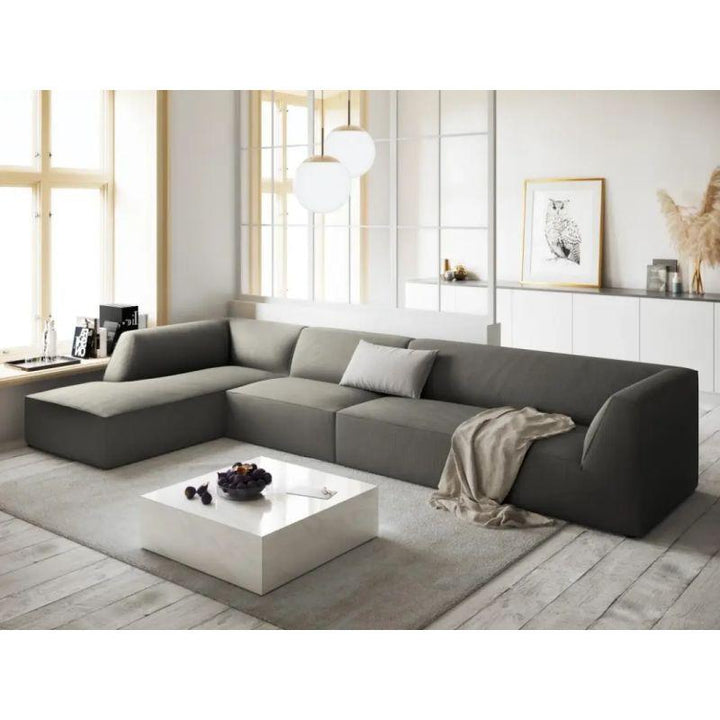 Swedish Wood Velvet Corner Sofa - 300x170x85 cm - By Alhome - Zrafh.com - Your Destination for Baby & Mother Needs in Saudi Arabia