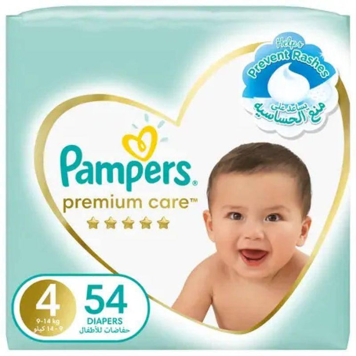 Pampers Premium Care Baby Diapers Mega Pack Size #4 Large, 9-14 KG, 52 Diapers - ZRAFH