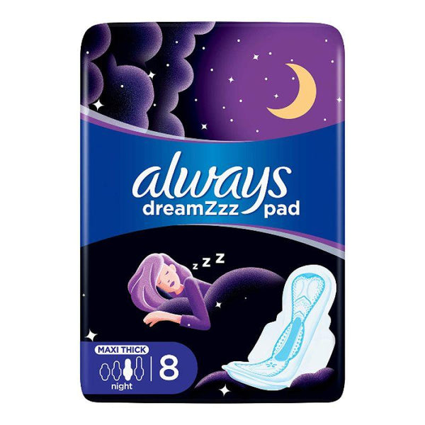 Always Clean & Dry Maxi Thick Night Sanitary Pads with Wings - 8 Pieces - Zrafh.com - Your Destination for Baby & Mother Needs in Saudi Arabia