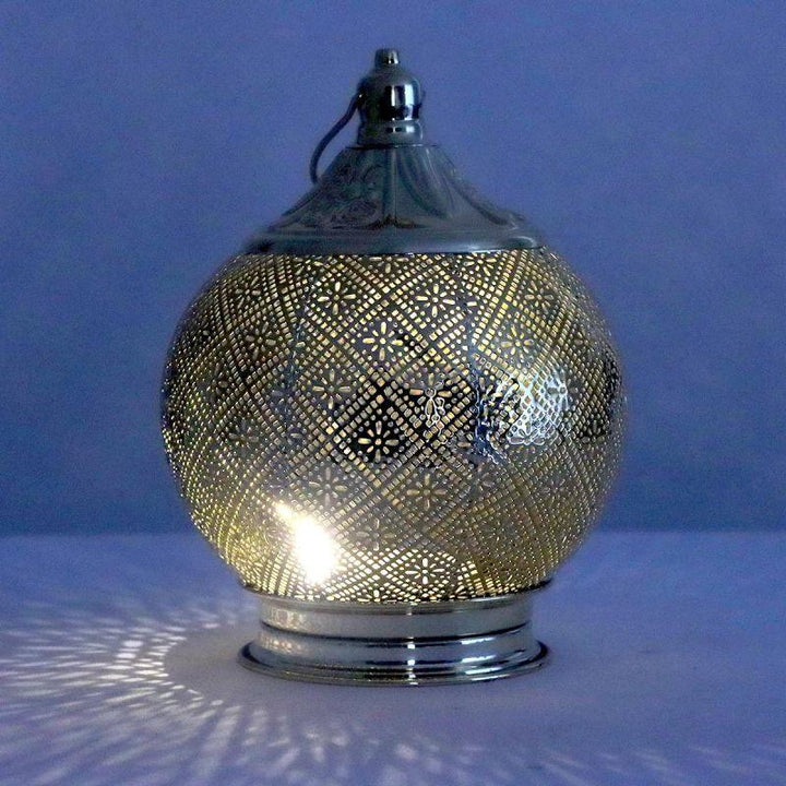 Steel Ramadan Lantern With Led Light With Sound - Gold - 27X20X20 Cm - By Family Ship - Zrafh.com - Your Destination for Baby & Mother Needs in Saudi Arabia