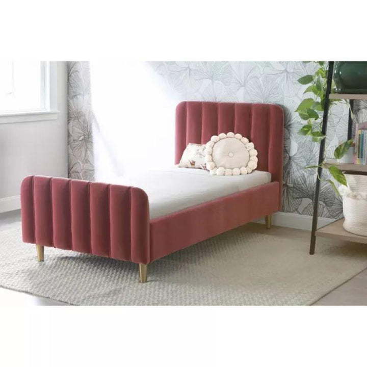 Kids' Pink Fabric Upholstered MDF Bed: Playful Charm, 120x200x140 cm by Alhome - 110112757 - Zrafh.com - Your Destination for Baby & Mother Needs in Saudi Arabia