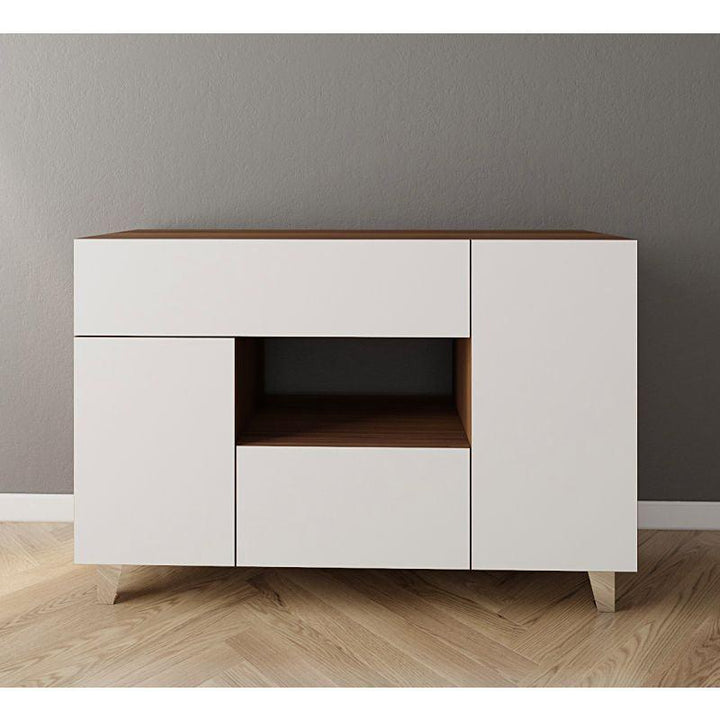 Coffee Corner with Two Shelves and Two Drawers (Brown and White) By Alhome - Zrafh.com - Your Destination for Baby & Mother Needs in Saudi Arabia