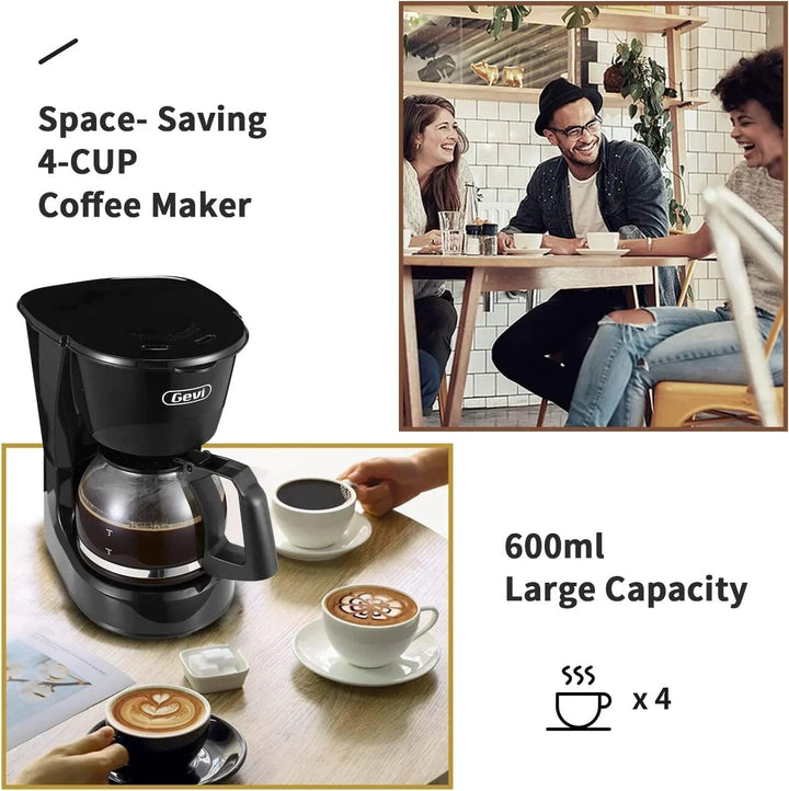 Gevi 4 Cups Small Coffee Maker, Compact Coffee Machine with Reusable Filter, Warming Plate and Coffee Pot for Home and Office - Zrafh.com - Your Destination for Baby & Mother Needs in Saudi Arabia