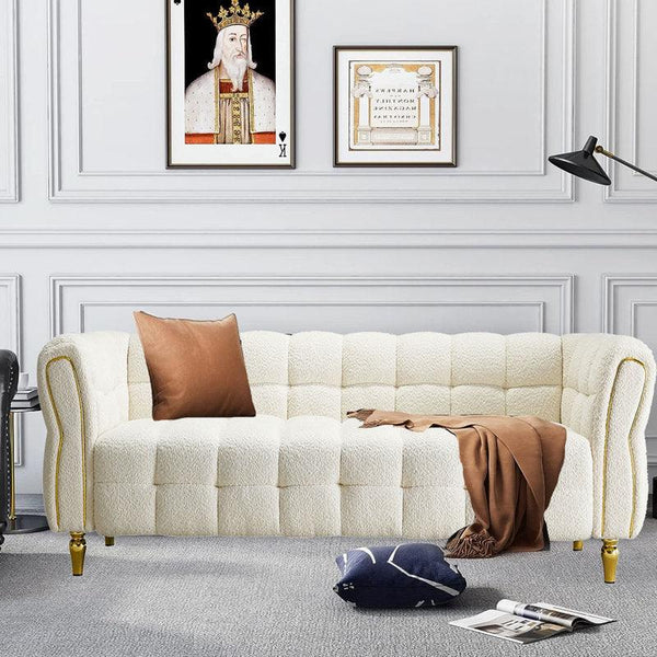 Cozy Elegance: 3-Seater Bouclé Sofa in Beige By Alhome - Zrafh.com - Your Destination for Baby & Mother Needs in Saudi Arabia