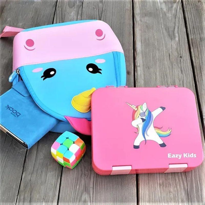 Eazy Kids 6 And 4 Convertible Bento Lunch Box With Sandwich Cutter Set - Unicorn Pink - Zrafh.com - Your Destination for Baby & Mother Needs in Saudi Arabia