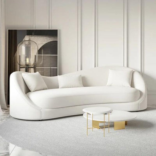 Cloud Nine: White Velvet 3-Seater Sofa for Ultimate Comfort By Alhome - Zrafh.com - Your Destination for Baby & Mother Needs in Saudi Arabia