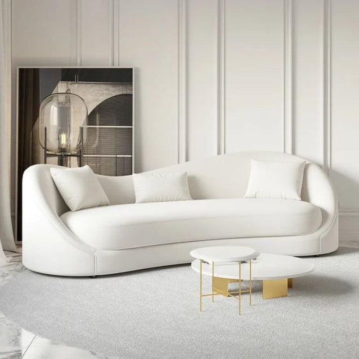 Cloud Nine: White Velvet 3-Seater Sofa for Ultimate Comfort By Alhome - Zrafh.com - Your Destination for Baby & Mother Needs in Saudi Arabia