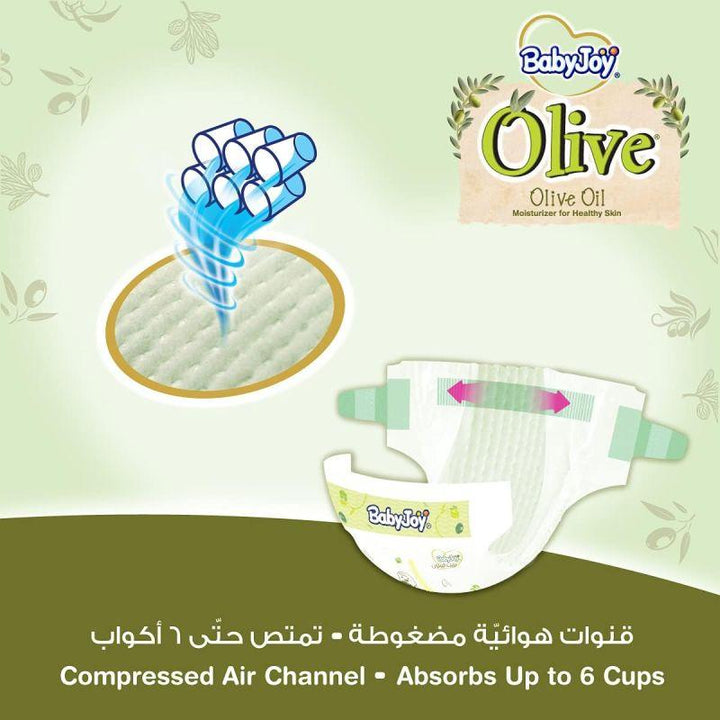 BabyJoy Olive Diapers Mega Box - Size 3 - Medium - 6-12 kg - 168 Diapers - Zrafh.com - Your Destination for Baby & Mother Needs in Saudi Arabia