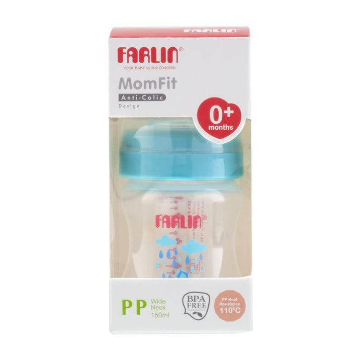 Farlin Plastic Wide Neck Feeding Bottle 150 ml - Blue - ZRAFH