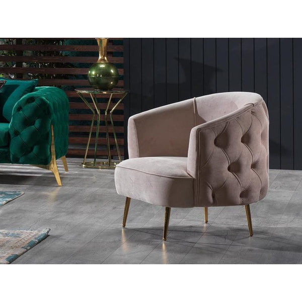 Beige Velvet Chair By Alhome - Zrafh.com - Your Destination for Baby & Mother Needs in Saudi Arabia
