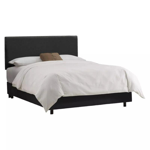 Midnight Beauty: Single Bed in Swedish Wood with Linen Fabric, Color Black, Dimensions 120x200x140 by Alhome - Zrafh.com - Your Destination for Baby & Mother Needs in Saudi Arabia