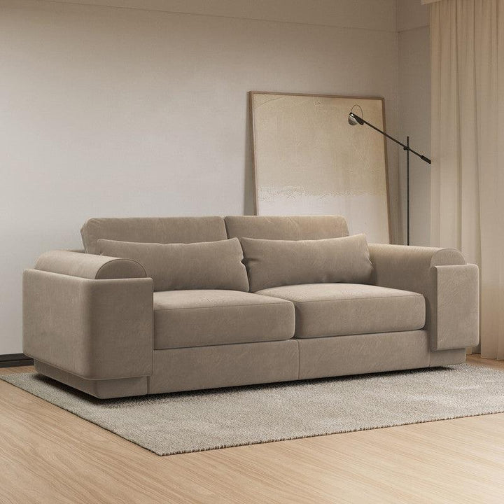 Elegant Serenity: Beige Linen 3-Seater Sofa By Alhome - Zrafh.com - Your Destination for Baby & Mother Needs in Saudi Arabia