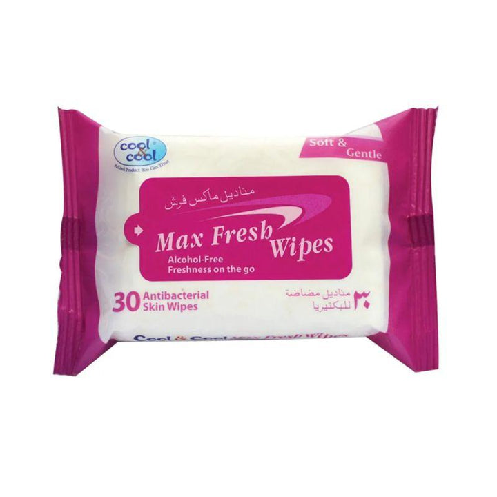 Cool & Cool Max Fresh Wipes Purple - 30 Pieces - Zrafh.com - Your Destination for Baby & Mother Needs in Saudi Arabia