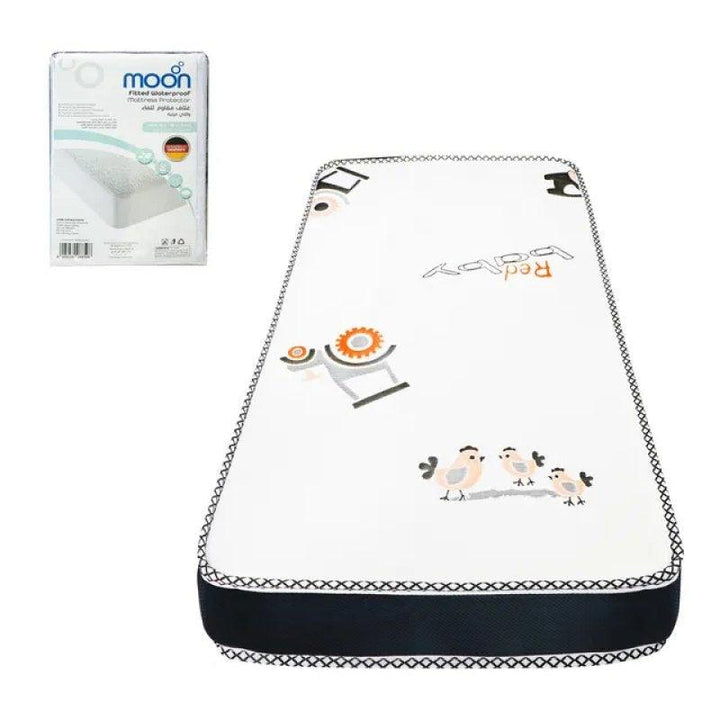 Moon Crib And Toddler Bed Mattress + Mattress Protector 60 x 120 x 10 cm - MNPRO19 - Zrafh.com - Your Destination for Baby & Mother Needs in Saudi Arabia