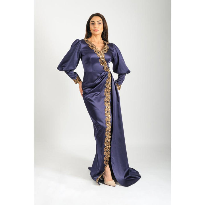 Londonella Women's Long Evening Dress with Long Sleeves - Navy Blue - 100263 - Zrafh.com - Your Destination for Baby & Mother Needs in Saudi Arabia