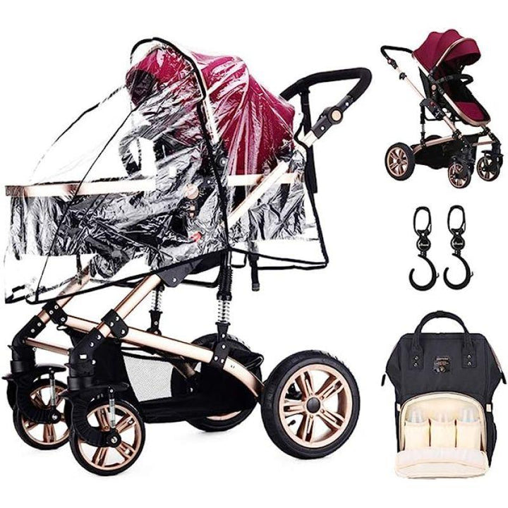 Teknum 3 in 1 Pram stroller + Sunveno Diaper Bag Black + Hooks - ZRAFH