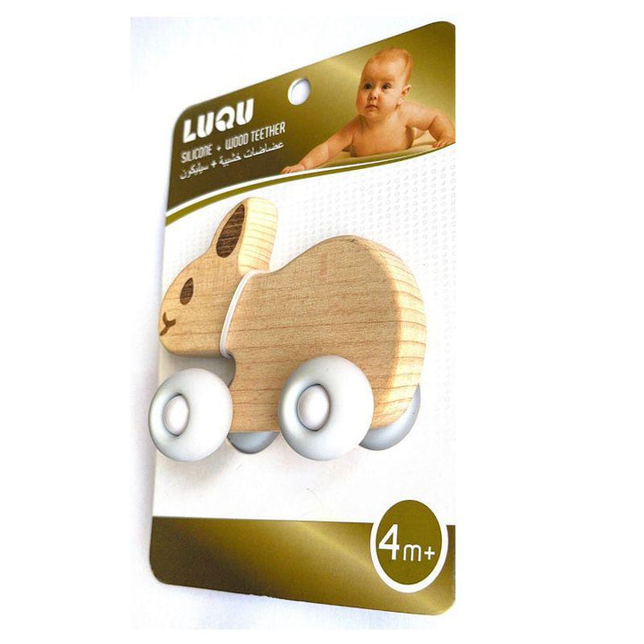 Luqu Silicone Wood Teether- Rabbit - ZRAFH