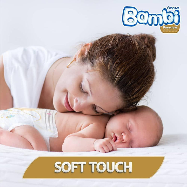 Sanita Bambi Baby Diapers Premium Care Super Pack #1 Size Newborn,2-4 KG,168 Diapers - ZRAFH