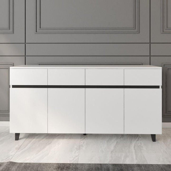 White Console with 4 Doors and 4 Drawers By Alhome - Zrafh.com - Your Destination for Baby & Mother Needs in Saudi Arabia