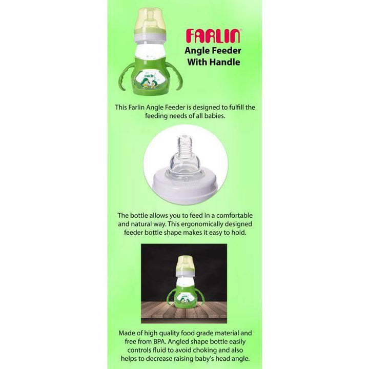 Farlin Angle Feeder With Handles 180 ml - Green - ZRAFH