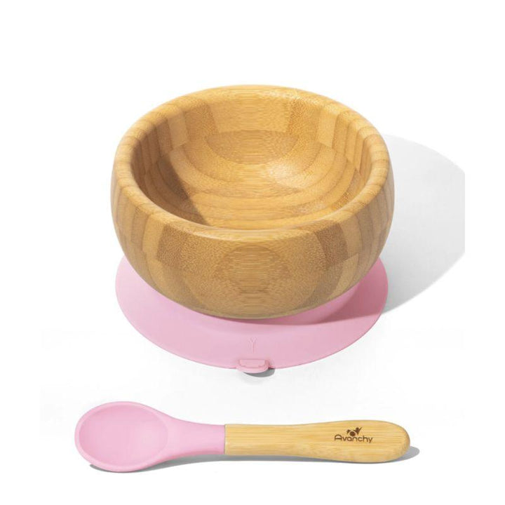 Avanchy Baby Bamboo Stay Put Suction Bowl + Spoon - ZRAFH