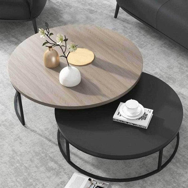 2-Piece Coffee Tables Set - Black and Light Brown By Alhome - Zrafh.com - Your Destination for Baby & Mother Needs in Saudi Arabia