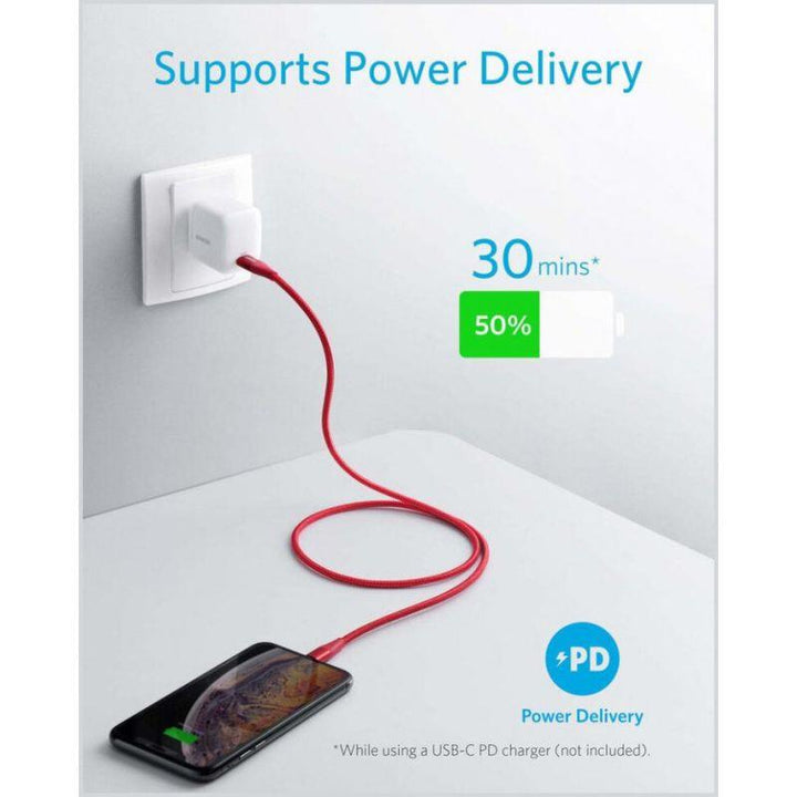 Anker Powerline II - USB C To Lightning Cable - 0.9M - Red - A8652H9140 - ZRAFH