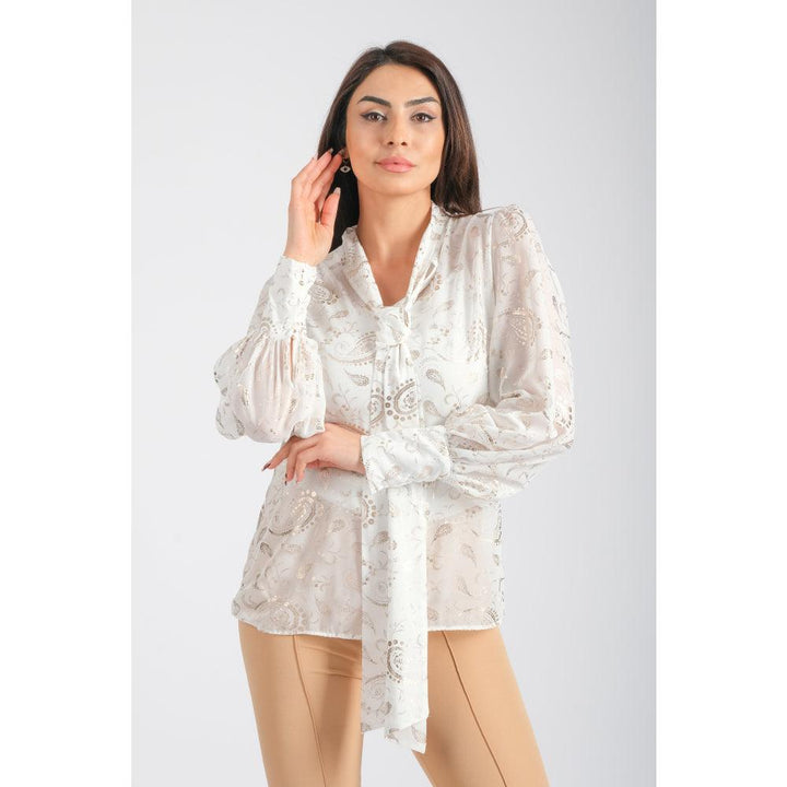 Londonella Chiffon Gold Printed Blouse - White - 100166 - Zrafh.com - Your Destination for Baby & Mother Needs in Saudi Arabia