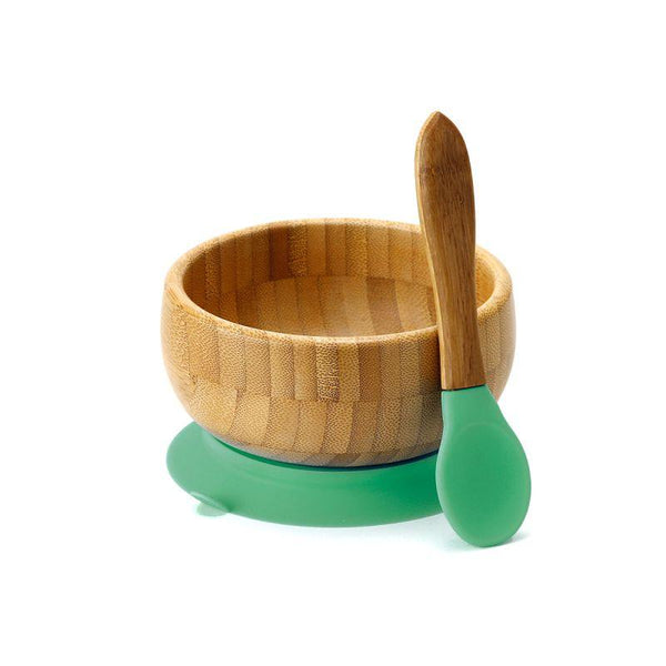 Avanchy Baby Bamboo Stay Put Suction Bowl + Spoon - ZRAFH