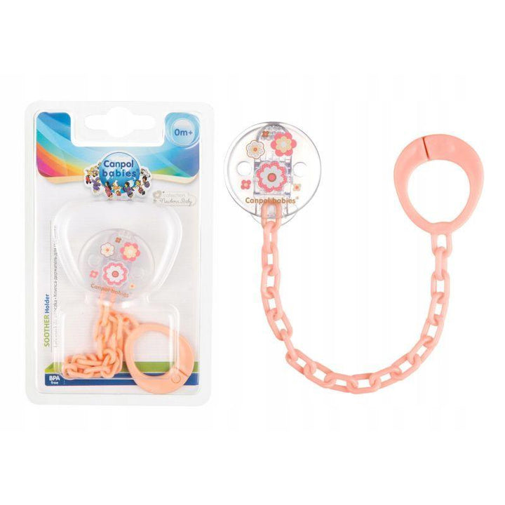 Canpol Babies Clip Pacifier with chain - Baby Pink - ZRAFH