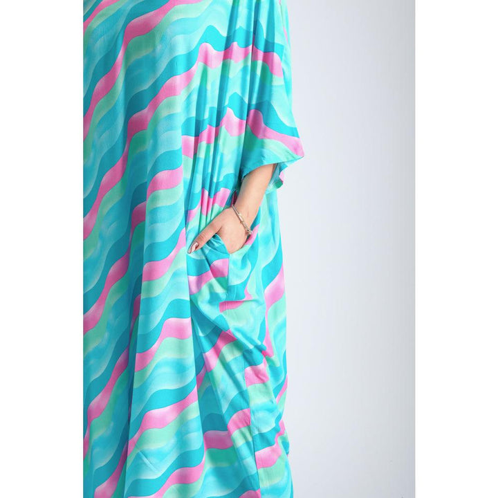 Londonella Abaya with summery print design - Blue - Free Size - 100133 - Zrafh.com - Your Destination for Baby & Mother Needs in Saudi Arabia