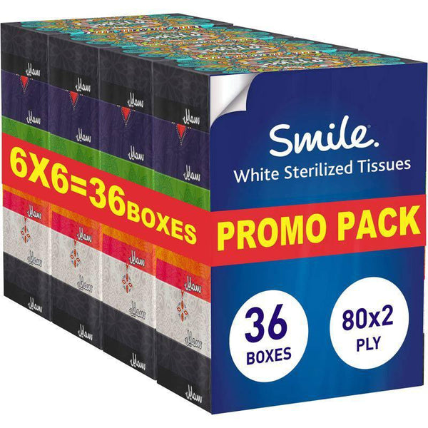Facial tissue box 80 sheets X 2 ply, bundle of 36 boxes - smile¬Æ sterilized tissues for germ protection. ¬† - ZRAFH