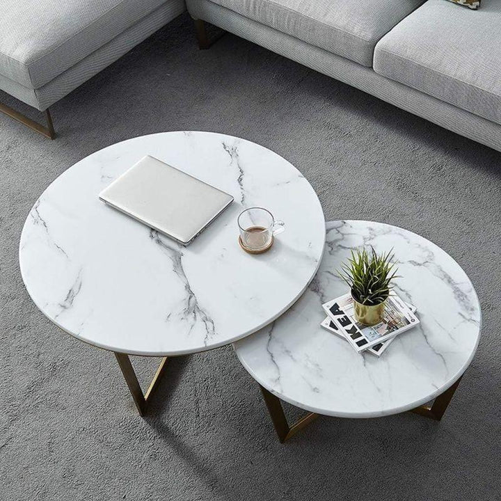 Dual Marble Side Tables for Striking Elegance By Alhome - Zrafh.com - Your Destination for Baby & Mother Needs in Saudi Arabia