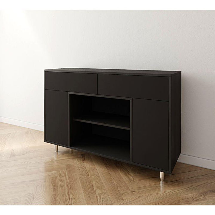 Black Coffee Corner with Shelves and Drawers By Alhome - Zrafh.com - Your Destination for Baby & Mother Needs in Saudi Arabia