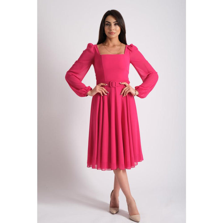 Londonella Women's Short Evening Dress With Long Sleeves & Elegant Waist Belt - 100222 - Zrafh.com - Your Destination for Baby & Mother Needs in Saudi Arabia