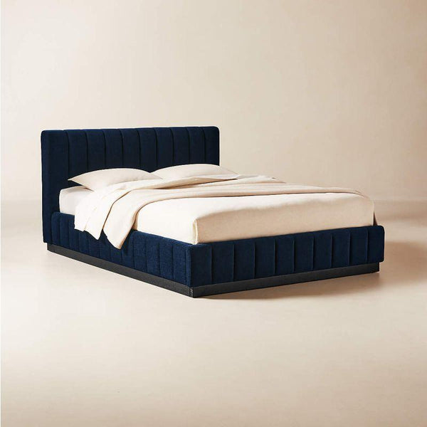 Royal Elegance: Swedish Wood King Bed - Opulent Navy Cadence (160x200x140) by Alhome - Zrafh.com - Your Destination for Baby & Mother Needs in Saudi Arabia