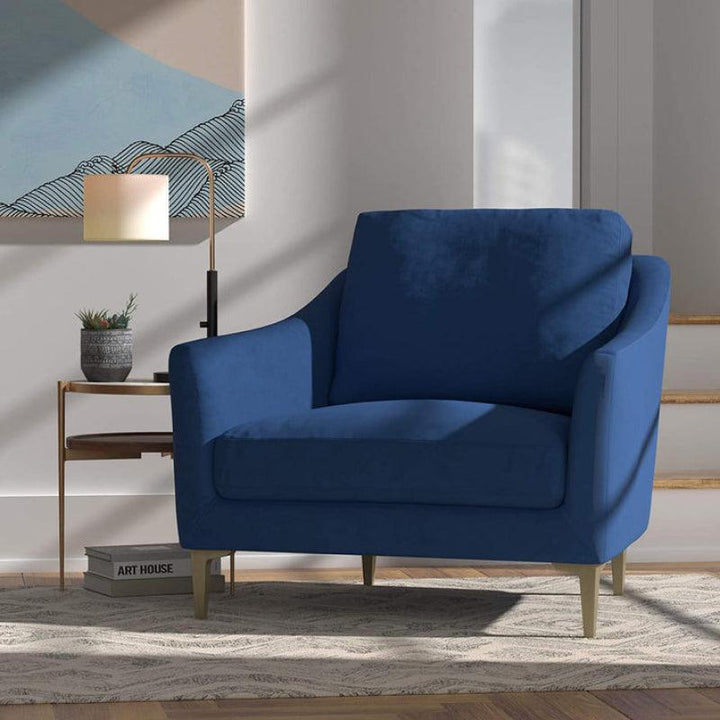 Dark Blue Velvet Accent Chair By Alhome - 110111382 - Zrafh.com - Your Destination for Baby & Mother Needs in Saudi Arabia