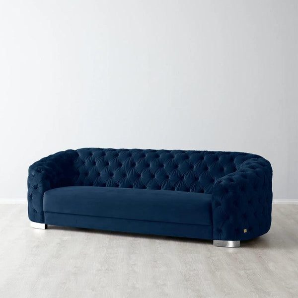 Velvet Dark Blue 3-Seater Sofa By Alhome - Zrafh.com - Your Destination for Baby & Mother Needs in Saudi Arabia