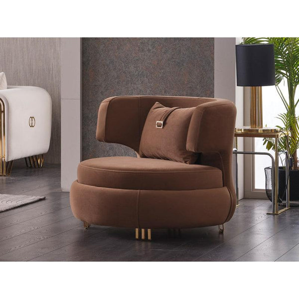 Brown Velvet Chair By Alhome - Zrafh.com - Your Destination for Baby & Mother Needs in Saudi Arabia