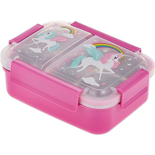 Eazy Kids 6 & 4 Convertible Bento Lunch Box w/ sandwich cutter- Unicorn  Pink