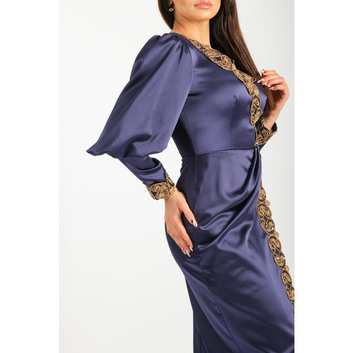 Londonella Women's Long Evening Dress with Long Sleeves - Navy Blue - 100263 - Zrafh.com - Your Destination for Baby & Mother Needs in Saudi Arabia