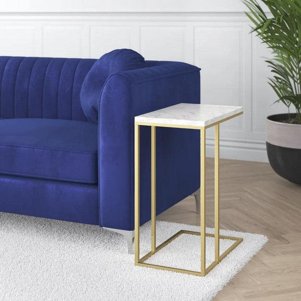 Side Table 40x35x55 cm - White & Gold By Alhome - Zrafh.com - Your Destination for Baby & Mother Needs in Saudi Arabia