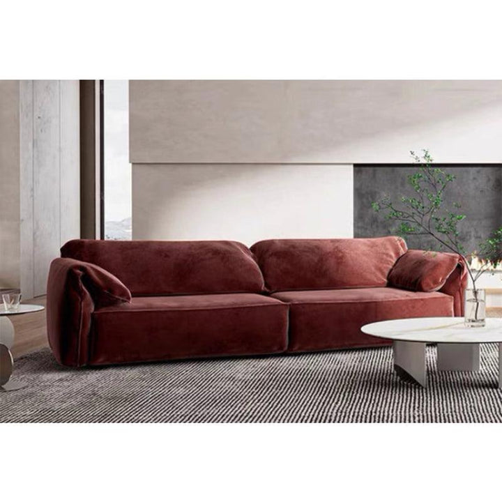 Velvet 3-Seater Sofa in Rich Burgundy By Alhome - Zrafh.com - Your Destination for Baby & Mother Needs in Saudi Arabia