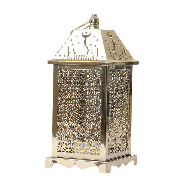 Steel Square Ramadan Lantern With Led Lighting - Gold - 27X12X12 Cm - By Family Ship - 600007817 - Zrafh.com - Your Destination for Baby & Mother Needs in Saudi Arabia