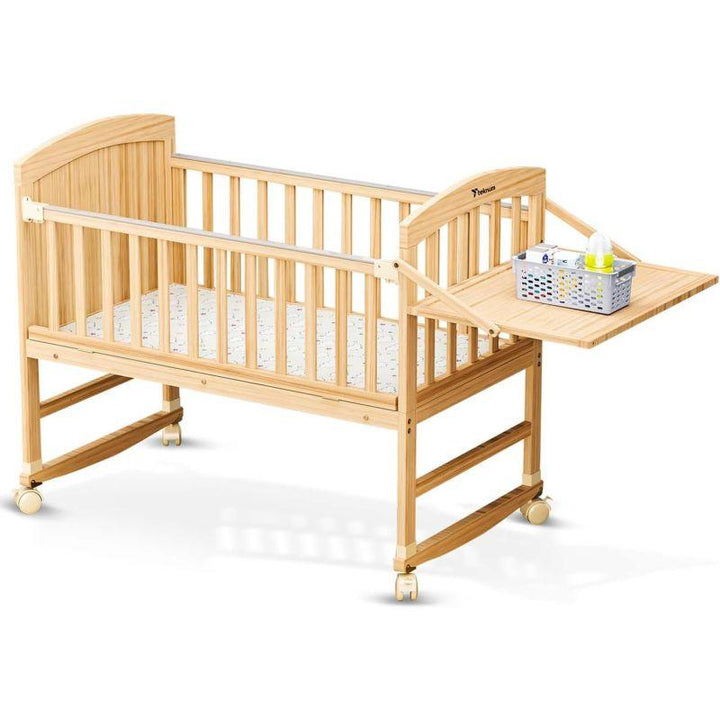 Teknum 7in1 Convertible Kids Bed And Bedside Crib With Mattress And Mosquito net - Natural Wood - Zrafh.com - Your Destination for Baby & Mother Needs in Saudi Arabia