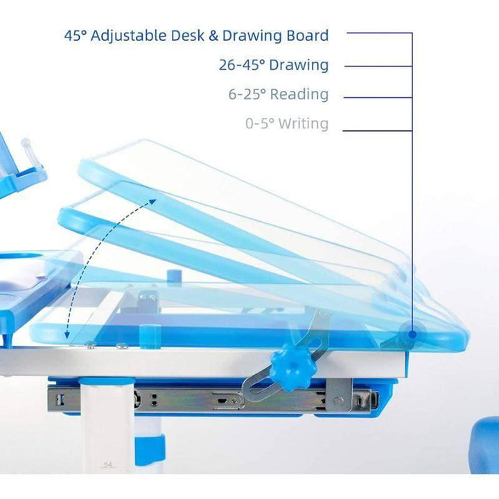 Adjustable Study Table & Chair - 88x16x59 cm - 22-9002-BLUE - ZRAFH