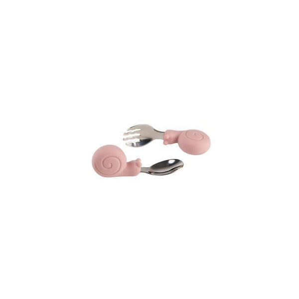 Citron Toddler Snail Fork And Spoon Set With Case - Pink - ZRAFH