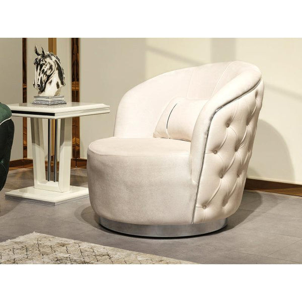 Beige Velvet Chair By Alhome - 110111669 - Zrafh.com - Your Destination for Baby & Mother Needs in Saudi Arabia