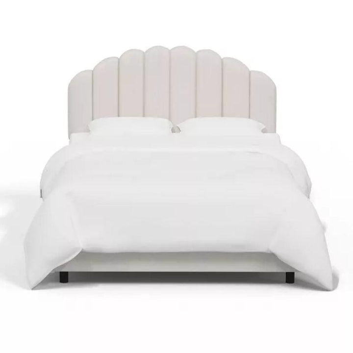 Supreme Comfort: Swedish Wood King Bed - Opulent Off-White Serenity (160x200x140) by Alhome - Zrafh.com - Your Destination for Baby & Mother Needs in Saudi Arabia